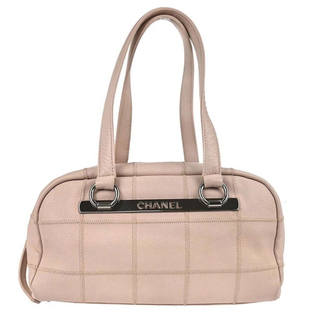 Chanel Square Stitch Bowler Quilted Calfskin Pink Leather Shoulder Bag Bag